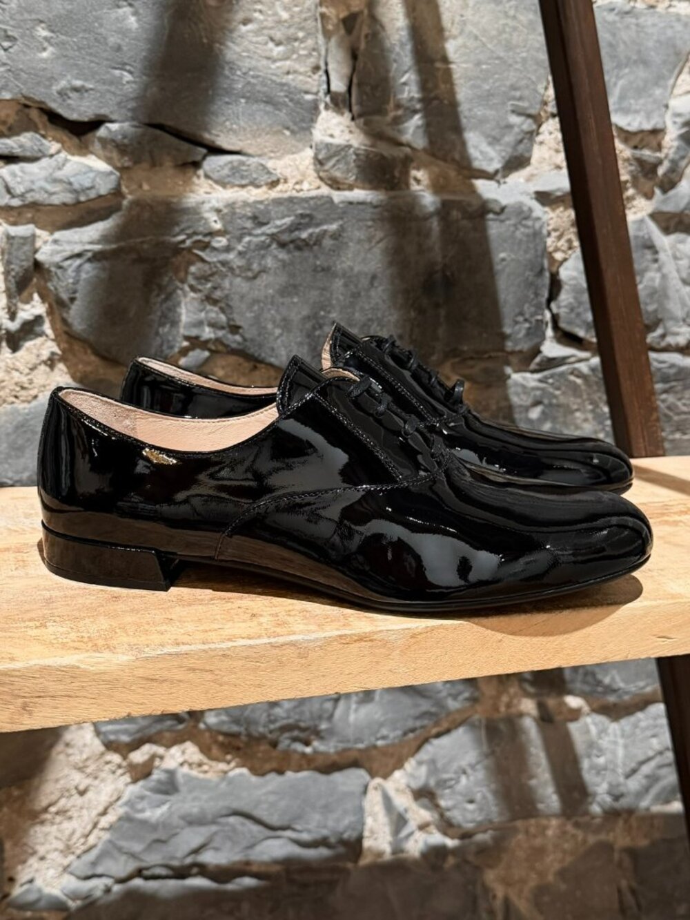 Prada Black Patent Lace-up Derbies